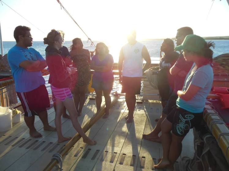 Friends & I meet the crew on Hokule'a on Molokai in July 2013.